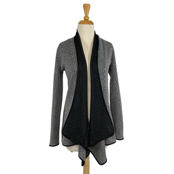 Dusak Design M Gray Black Open Knit Cardigan Art To Wear Lagenlook Hearts - Picture 2 of 9